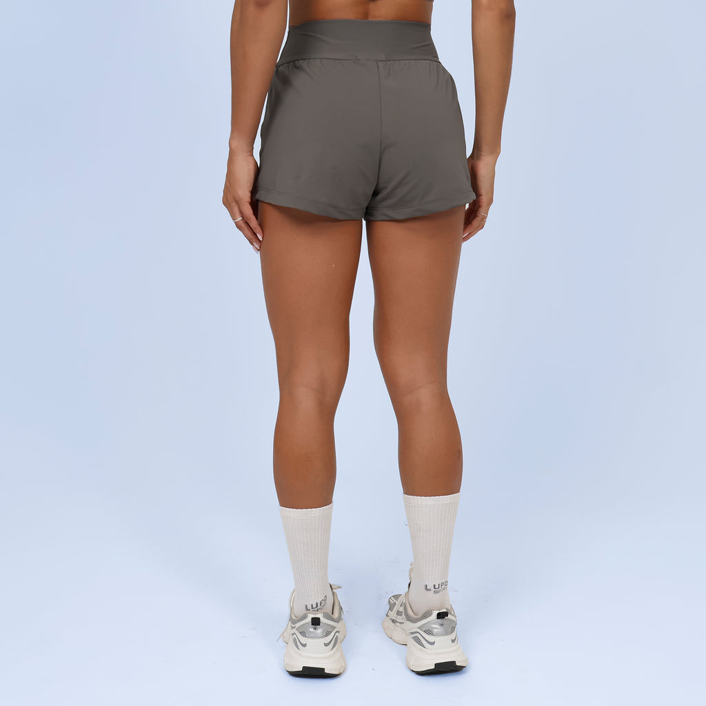 Short Duplo c/ Bolso Interno - Cinza