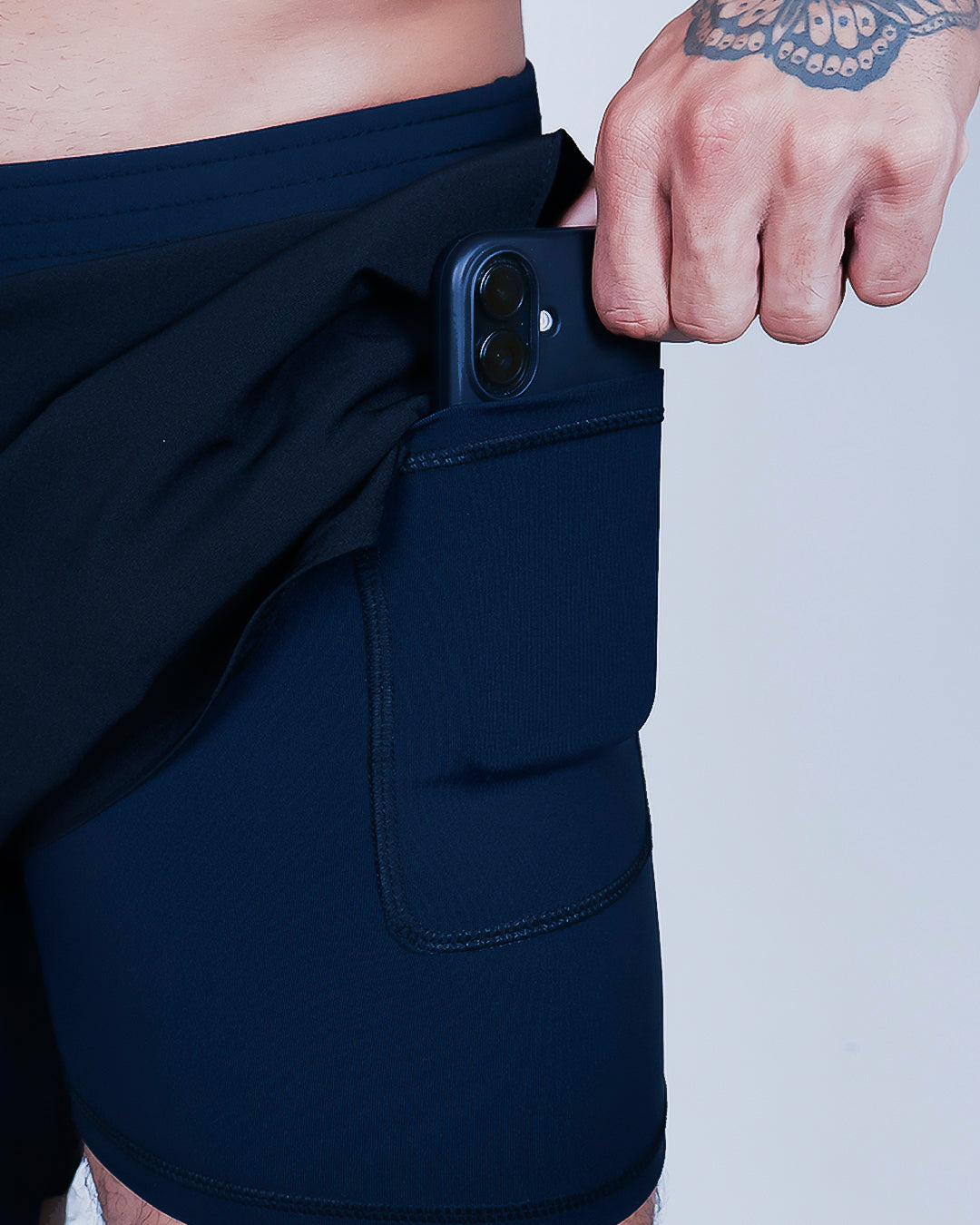 Short Masc c/ Short Térmico - Preto