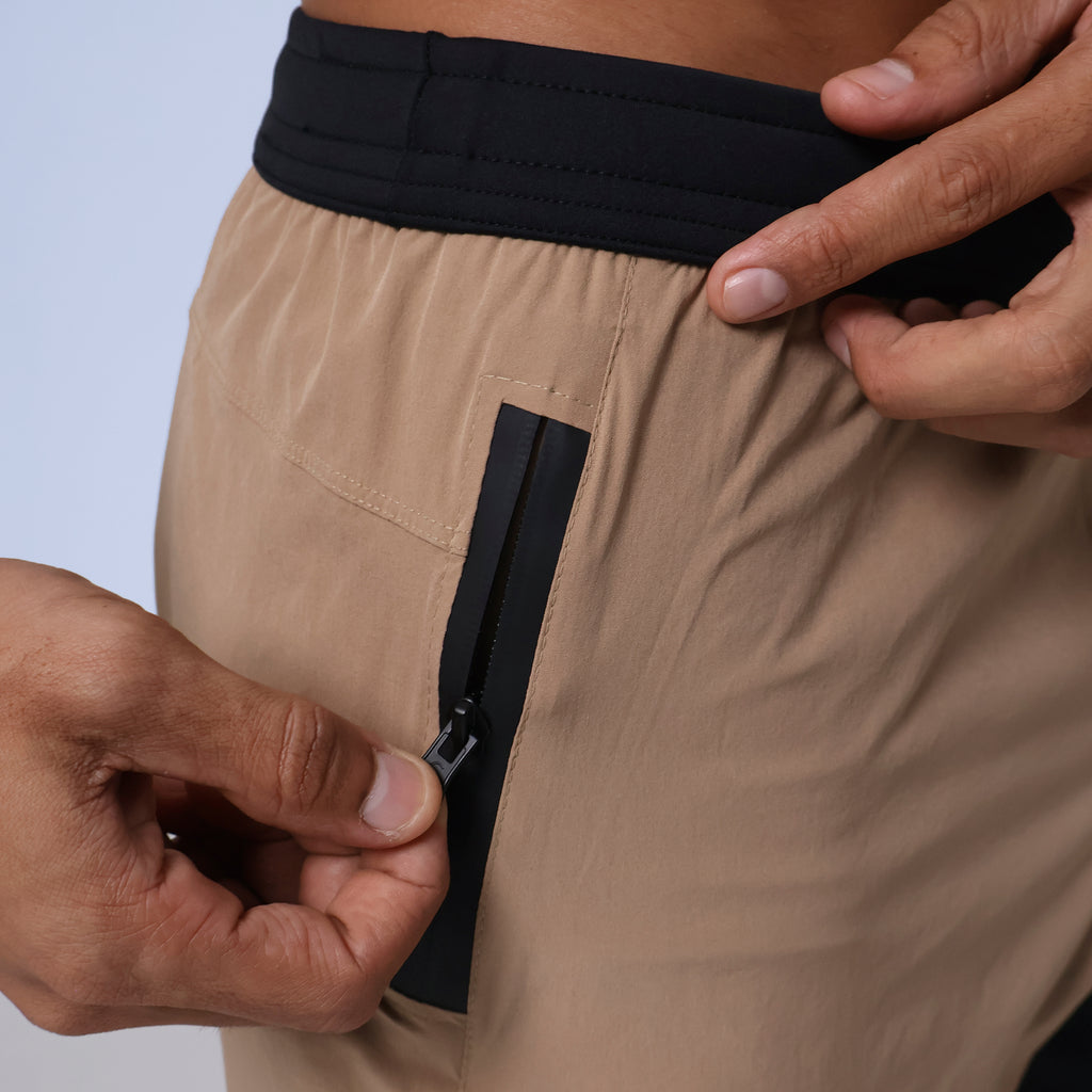 Short Tactel c/ Bolso e Zíper - Khaki