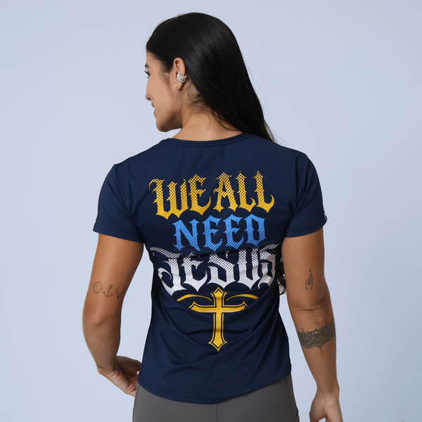 Camiseta We All Need Jesus - Marinho