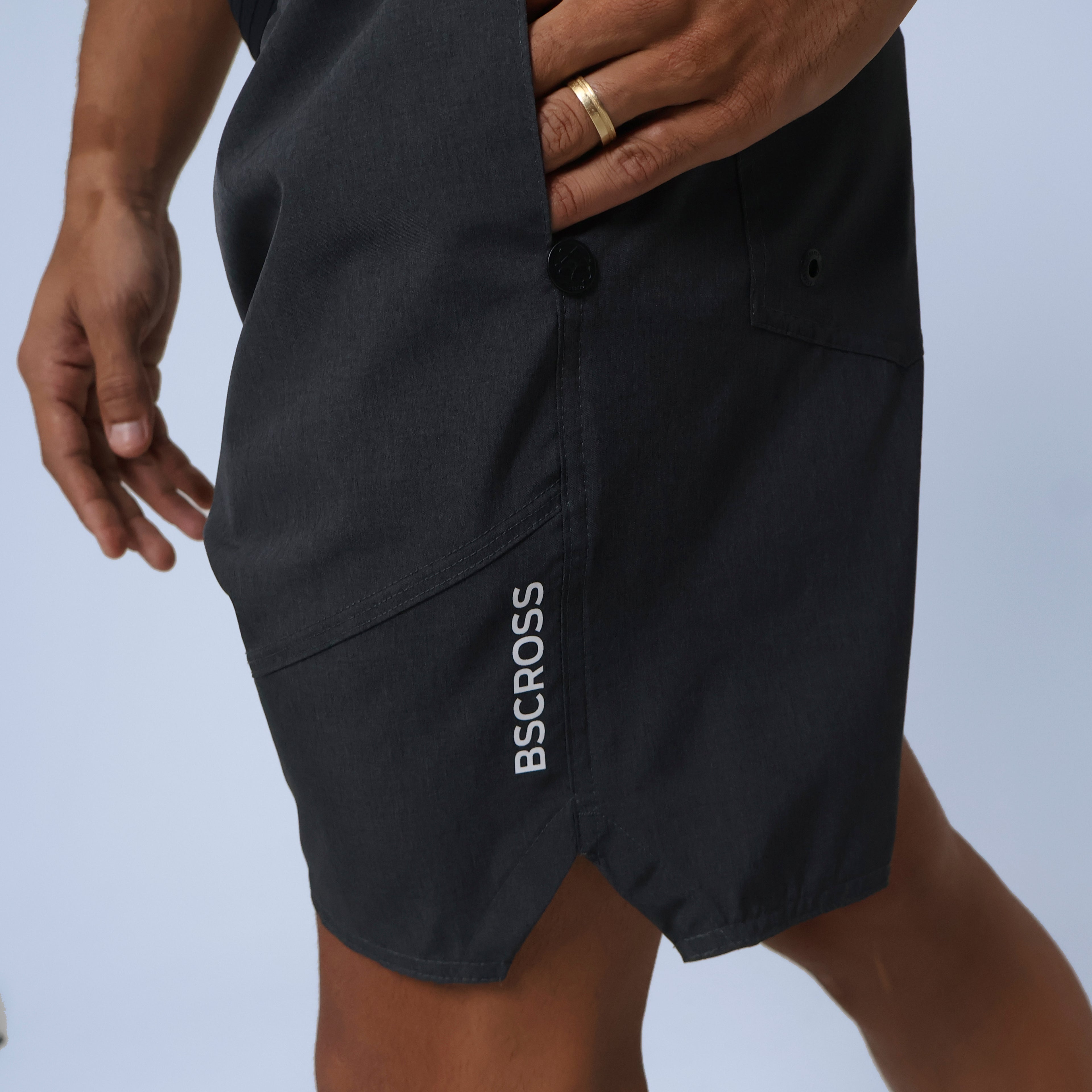 Short Masc c/ Bolso e Zíper - Chumbo