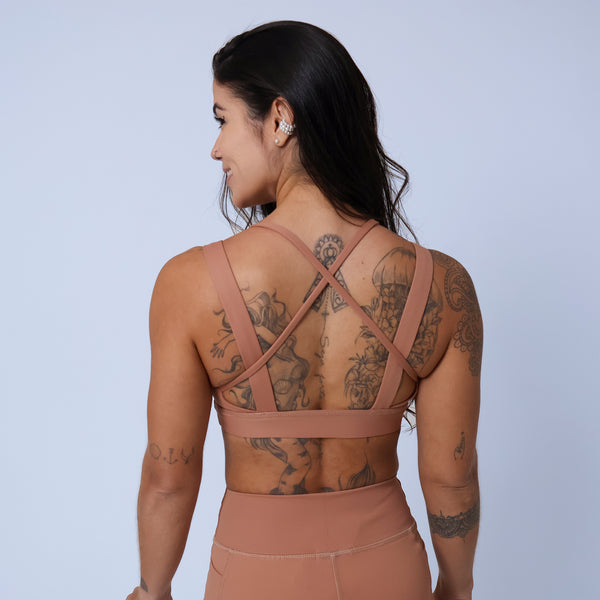 Top c/ Alças em Elástico e Rolete - Mocha Mousse
