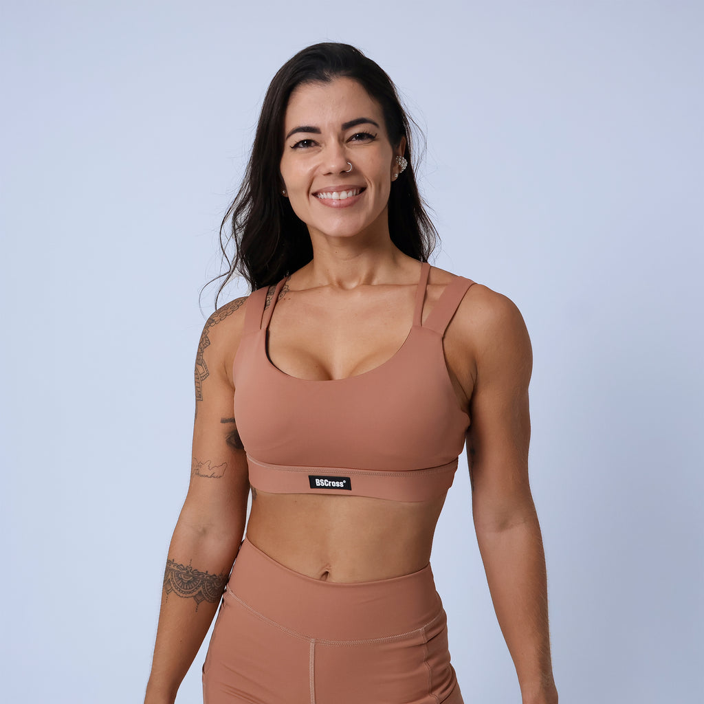 Top c/ Alças em Elástico e Rolete - Mocha Mousse