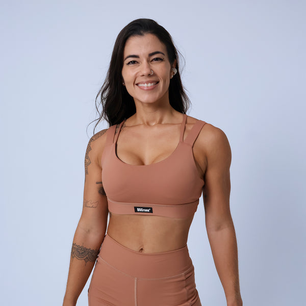 Top c/ Alças em Elástico e Rolete - Mocha Mousse