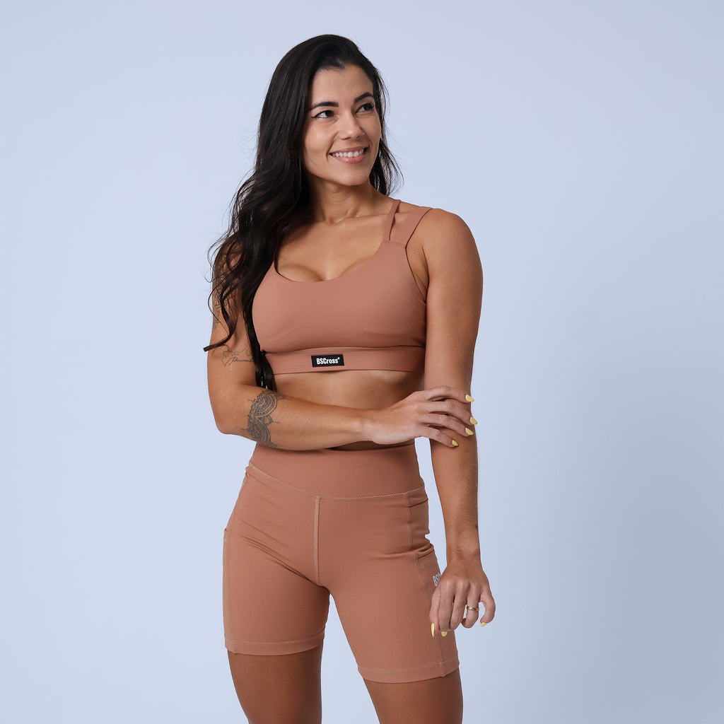 Top c/ Alças em Elástico e Rolete - Mocha Mousse