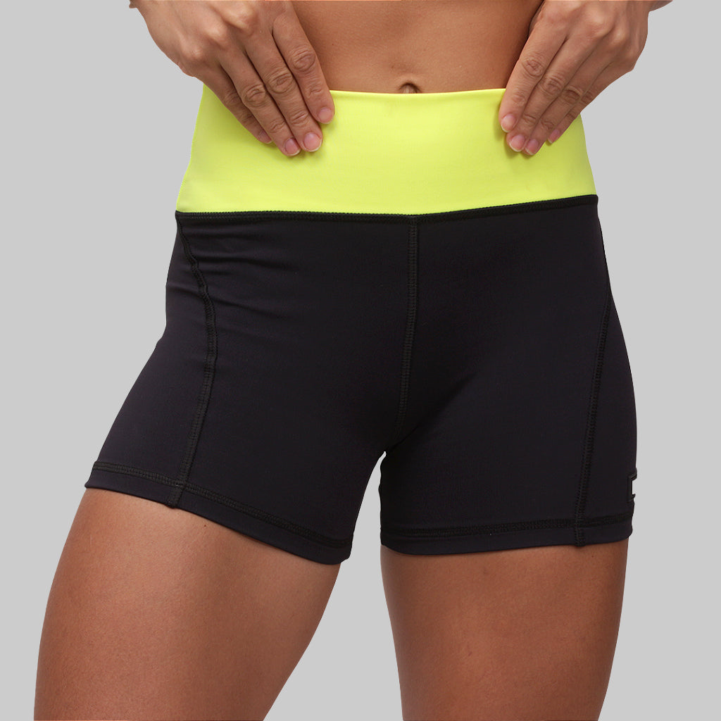 Short fem. Intermed. Cintura Alta BS - Preto / Neon