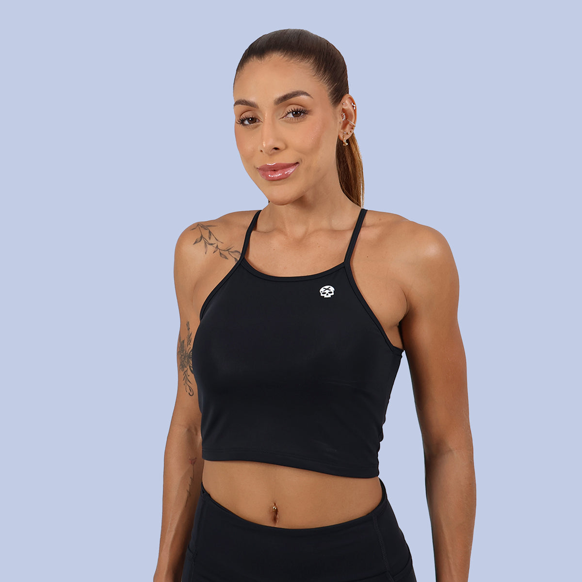 Cropped Alçinhas Skull - Preto