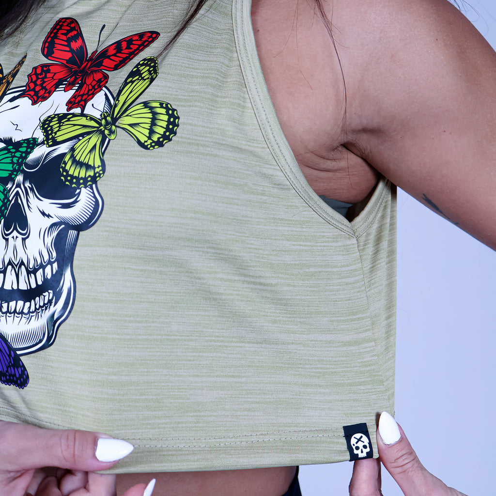 Cropped BUTTERFLY SKULL - Bege