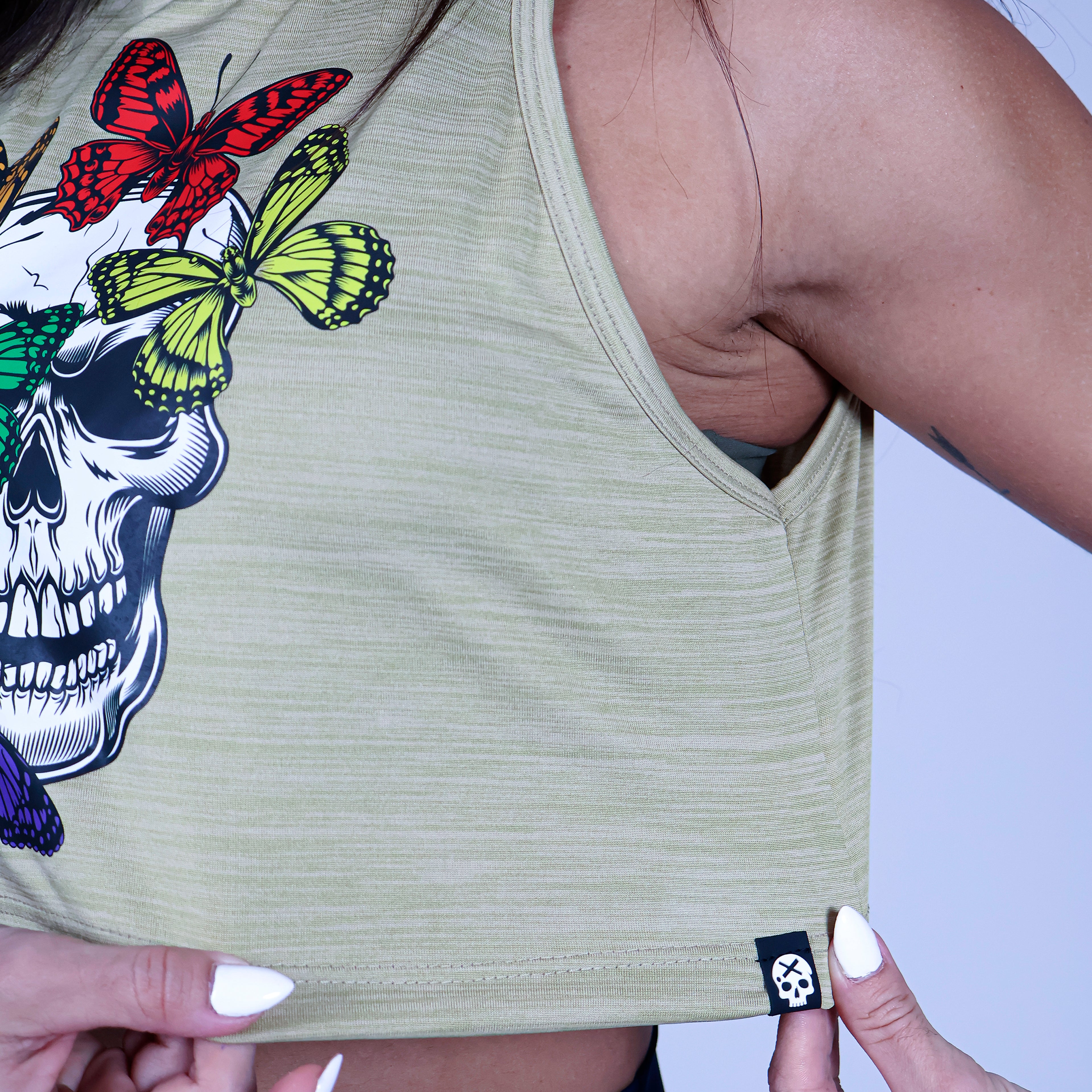 Cropped BUTTERFLY SKULL - Bege