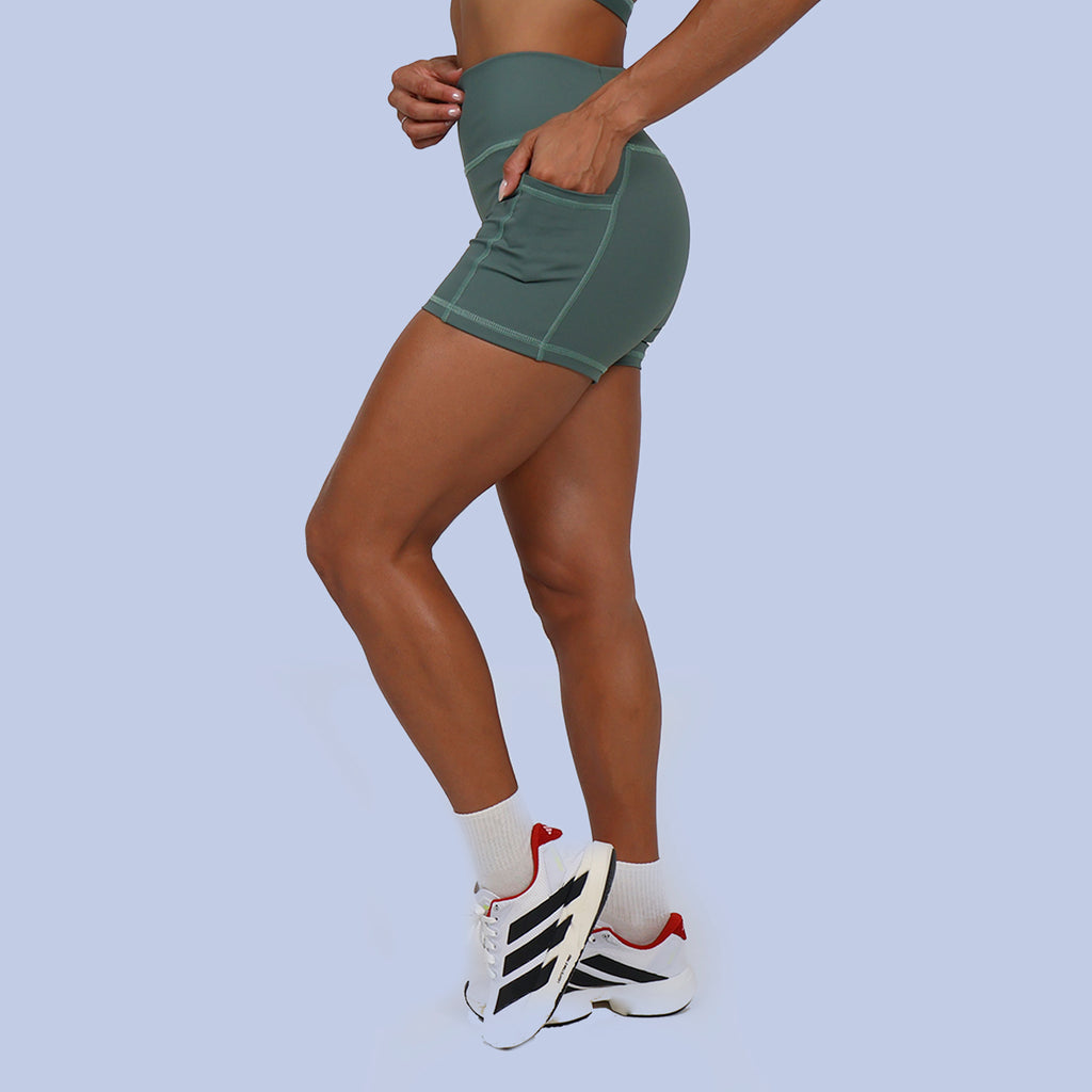 Short sem Costura c/ Bolso Lateral - Dusty Green