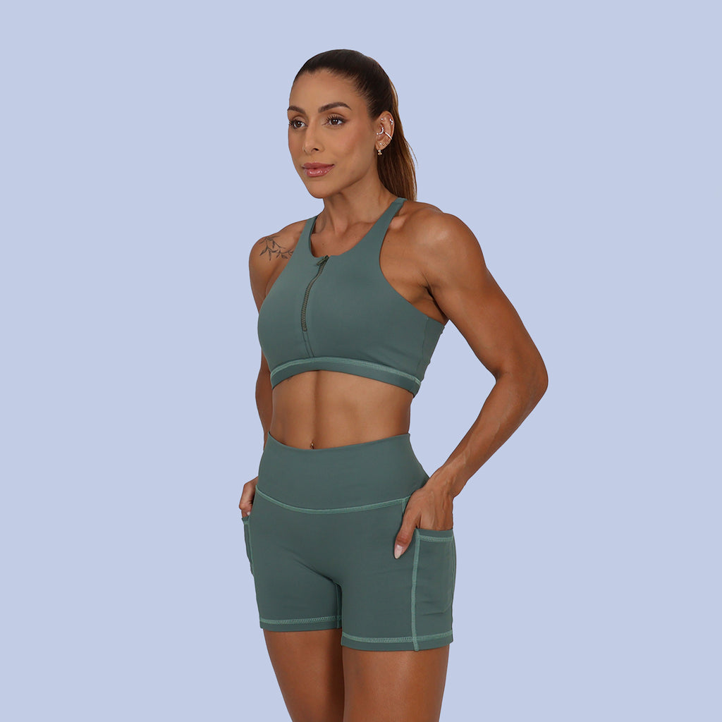 Short sem Costura c/ Bolso Lateral - Dusty Green