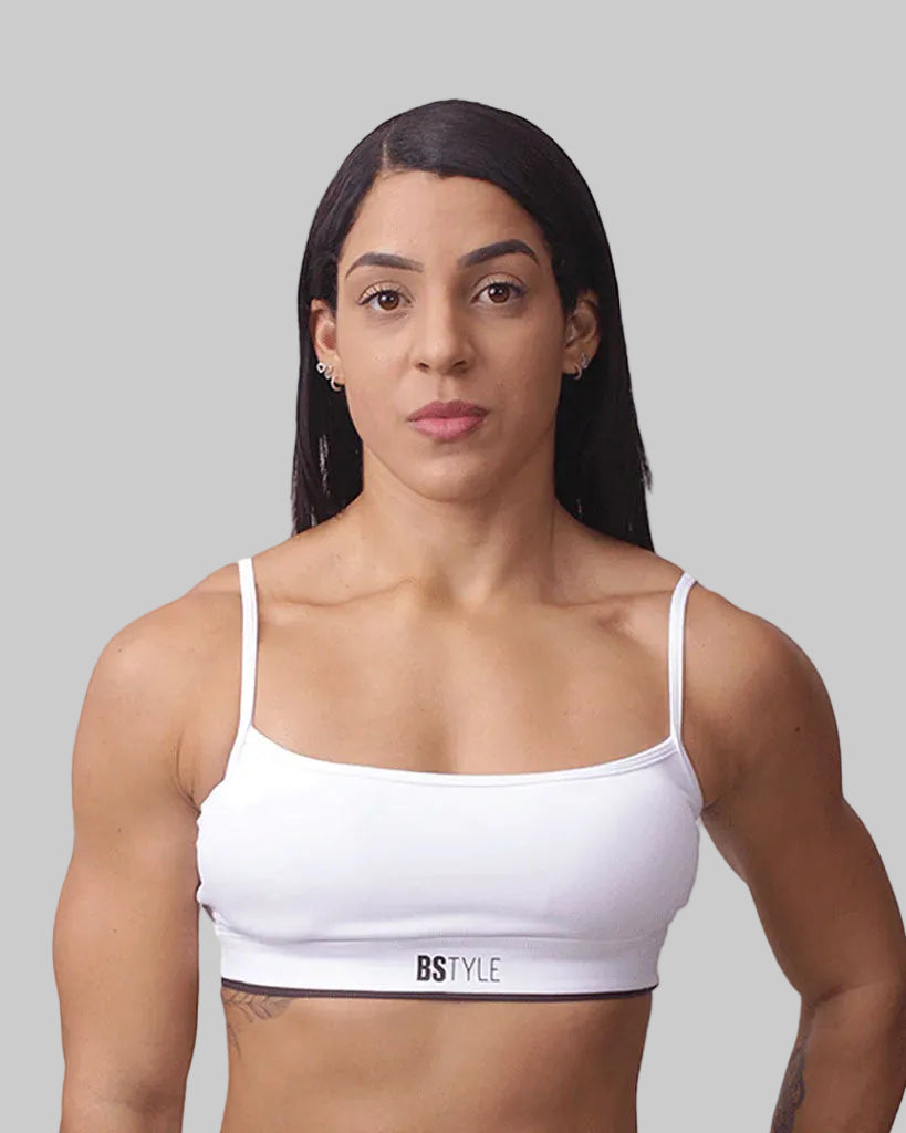 Top básico c/ Barra Contrastante - Branco/Marron