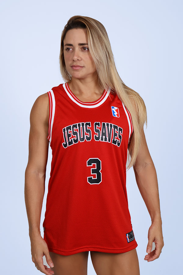 Regata unissex JESUS SAVES  - Vermelho