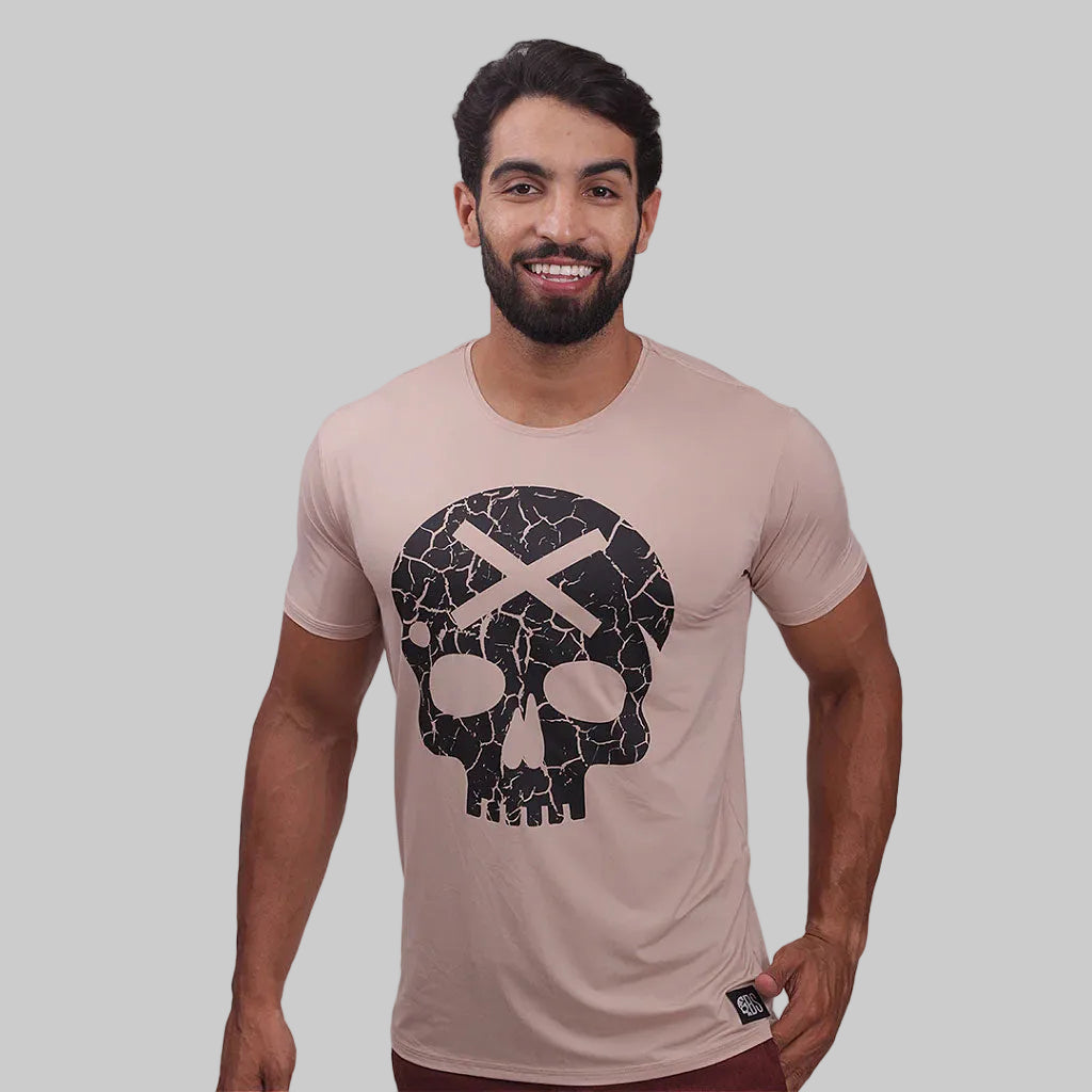 Camiseta Mas. Caveira - Bege