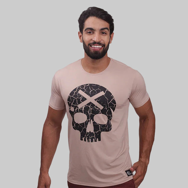 Camiseta Masc Caveira - Bege
