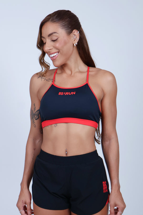 Top Frente Ùnica Contrastante - Preto