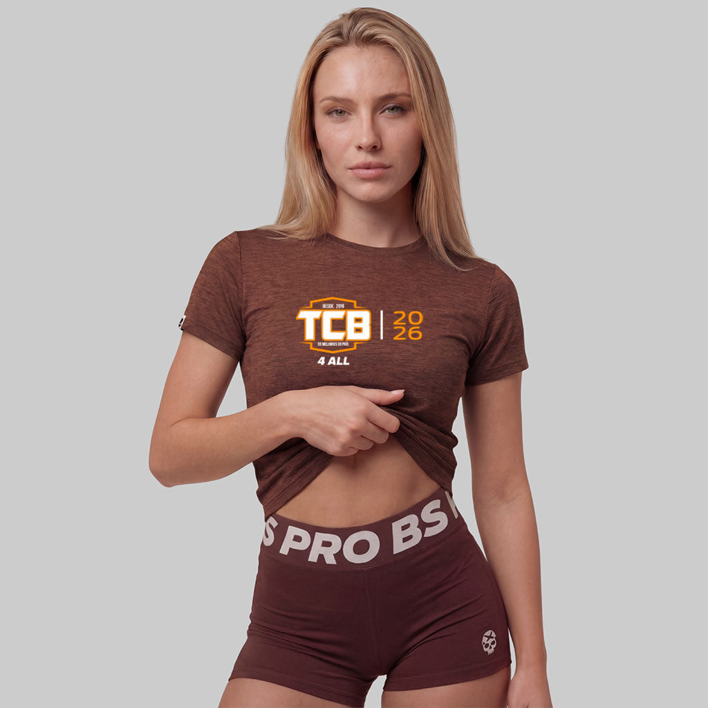 Camiseta Feminina TCB 4ALL 2026 - Marrom Mescla