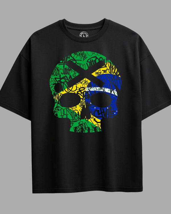 Oversized Exclusive - Caveira Brasil Copa Preta