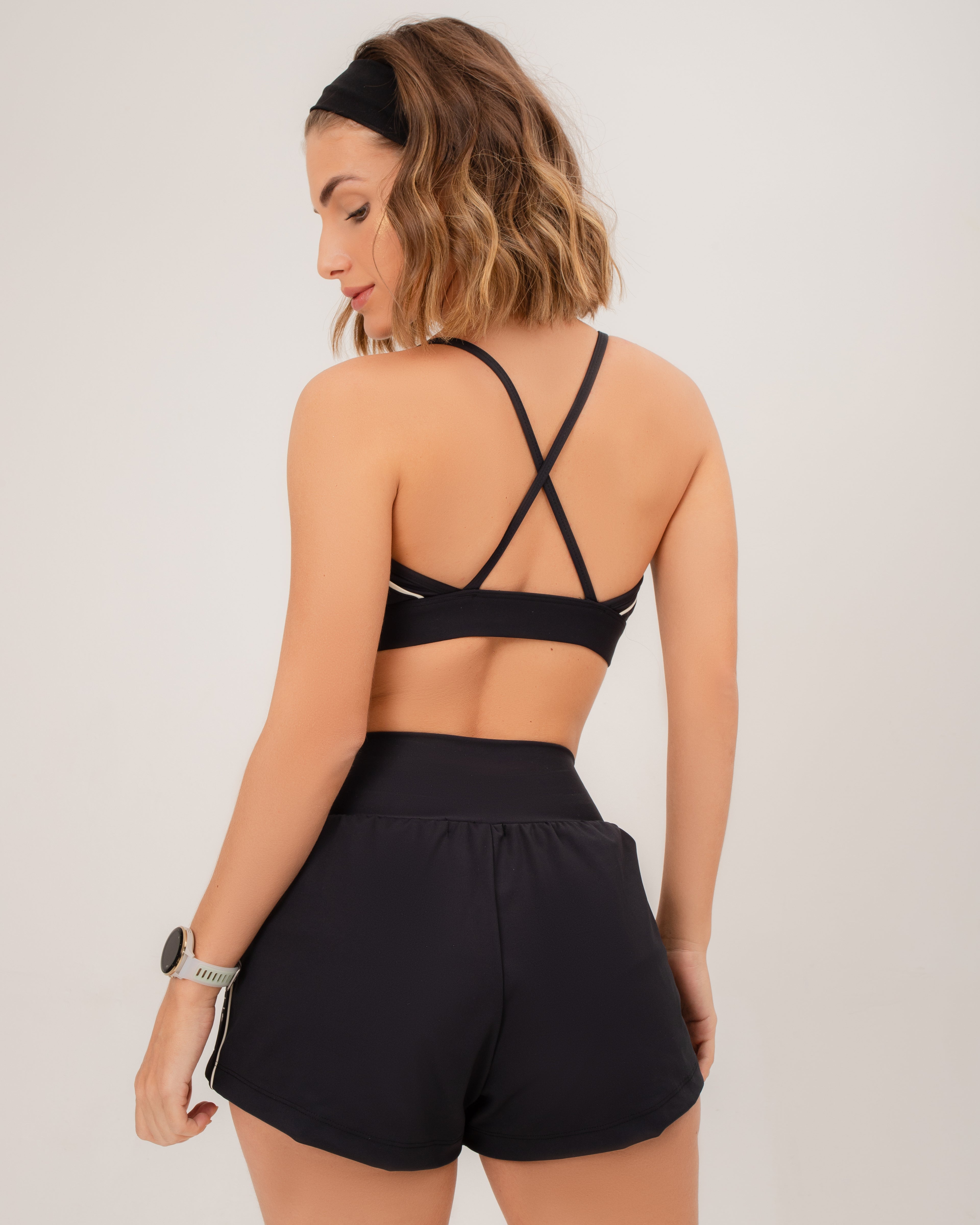 Short Fem Duplo c/ Debrum - Preto