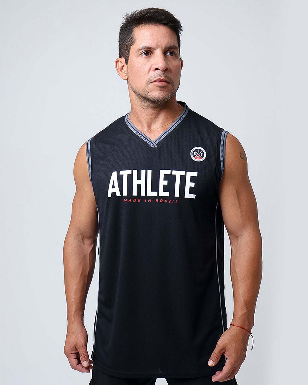 Regata Masc Lateral em Tela - Preto