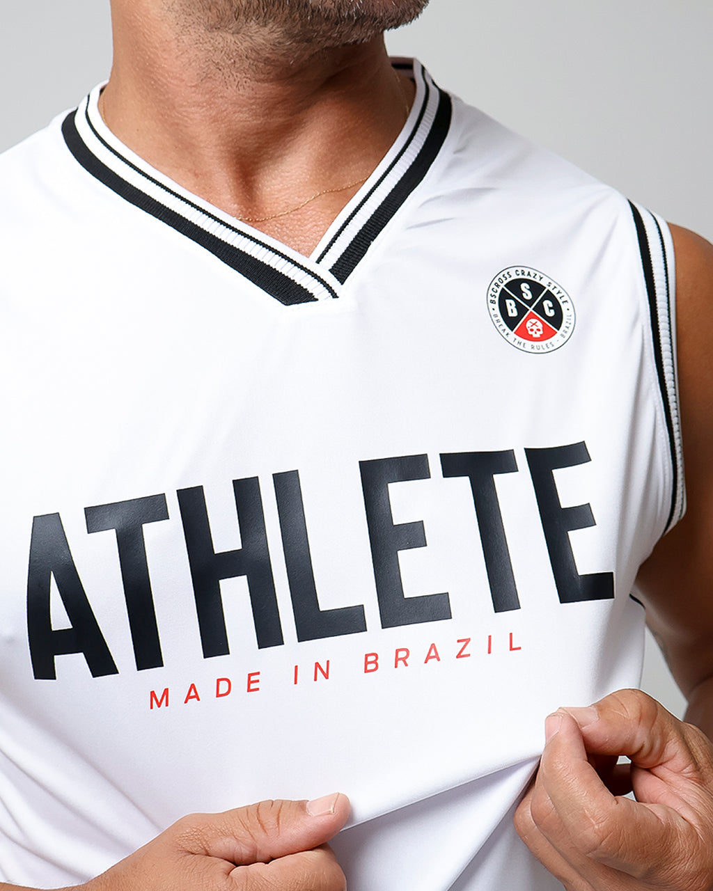 Regata Masc Lateral em Tela - Branco