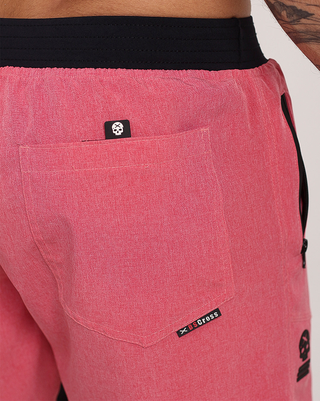 Short curto c/ Bolso e Ziper - Mescla Vermelho