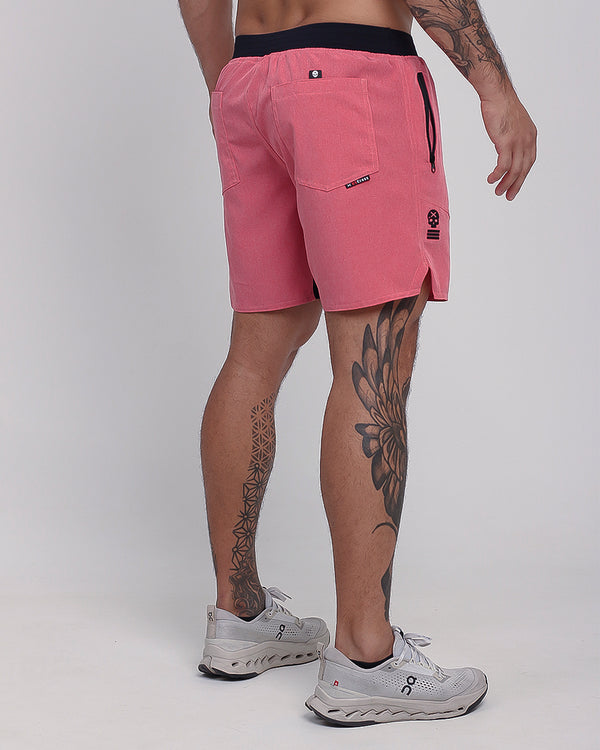 Short curto c/ Bolso e Ziper - Mescla Vermelho