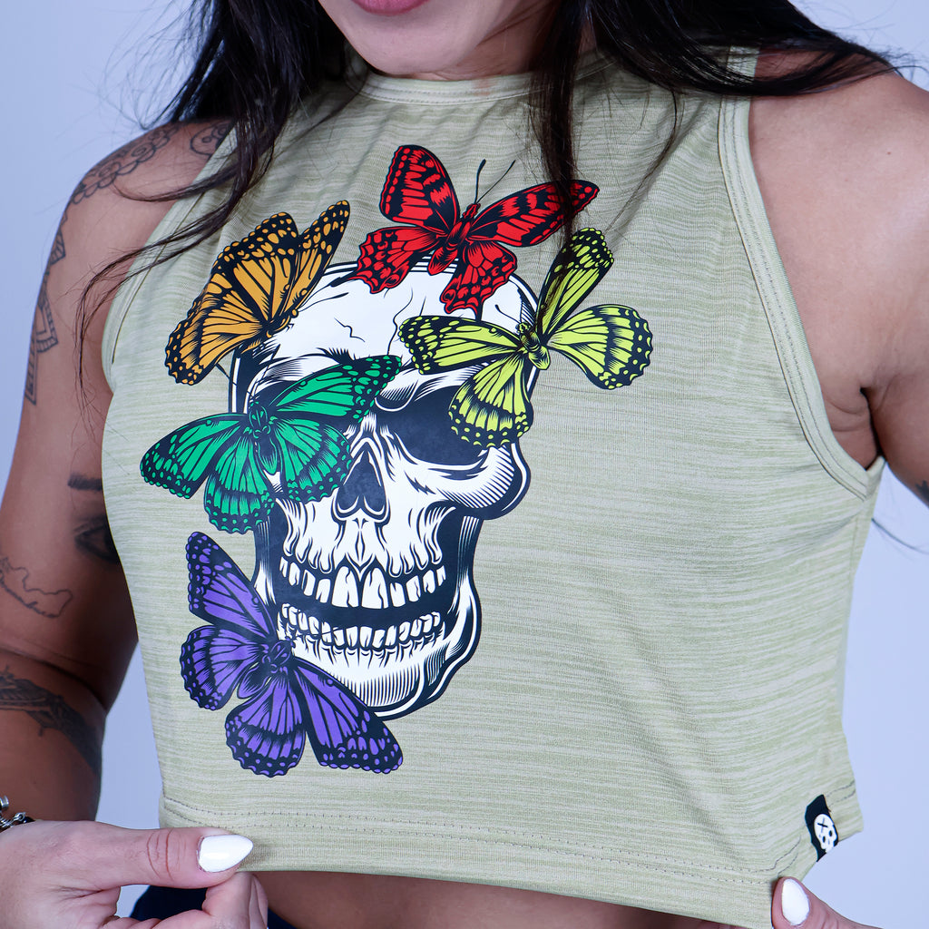 Cropped BUTTERFLY SKULL - Bege