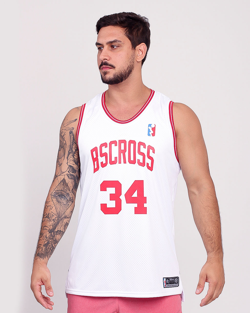 Regata Machão Forrada - Branco/Vermelho