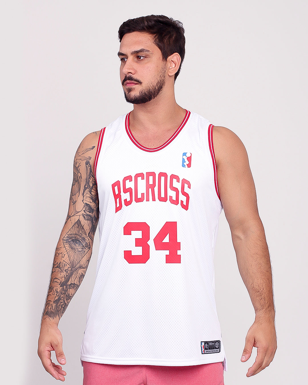 Regata Machão Forrada - Branco/Vermelho