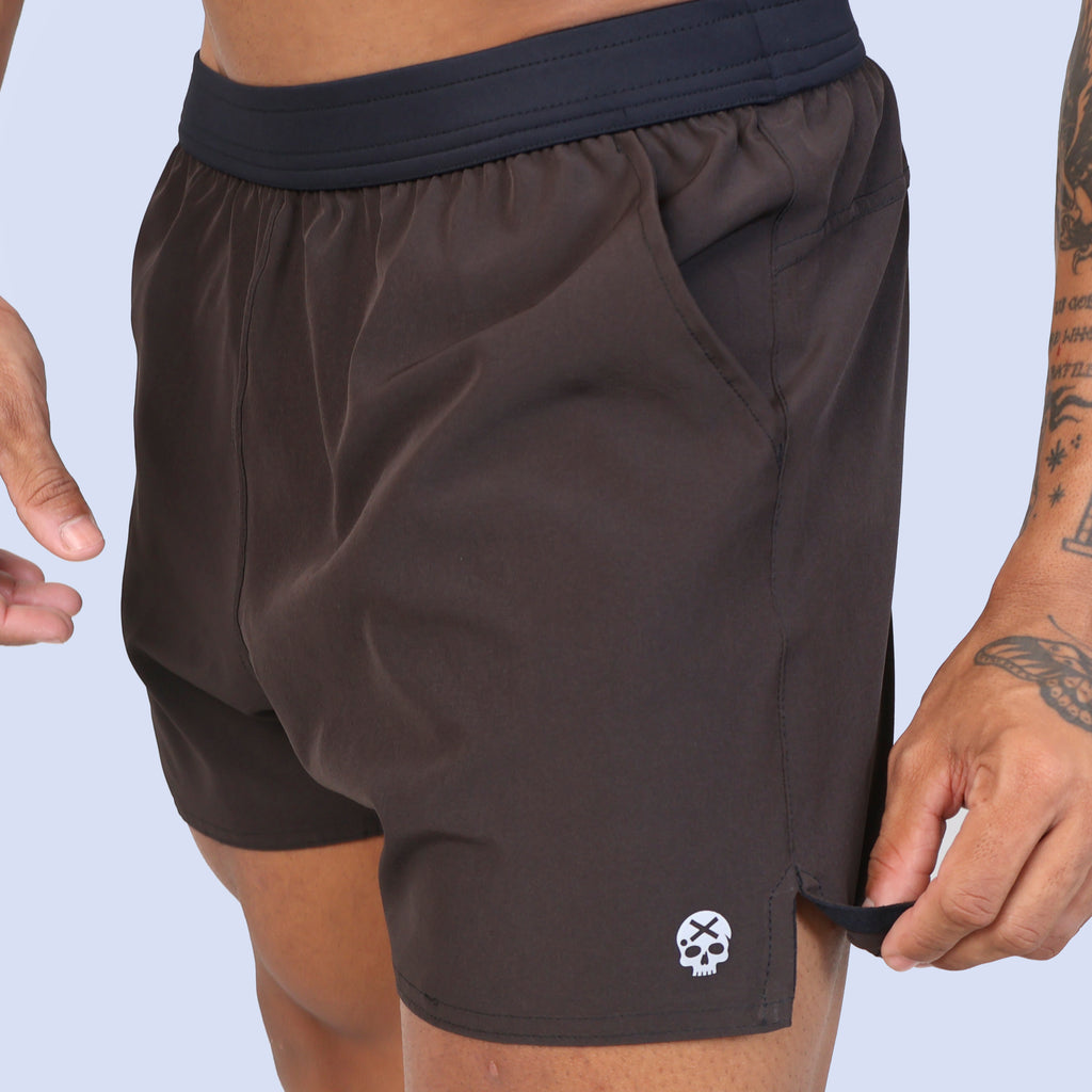 Short Curto c/ Bolso e Zíper - Marrom
