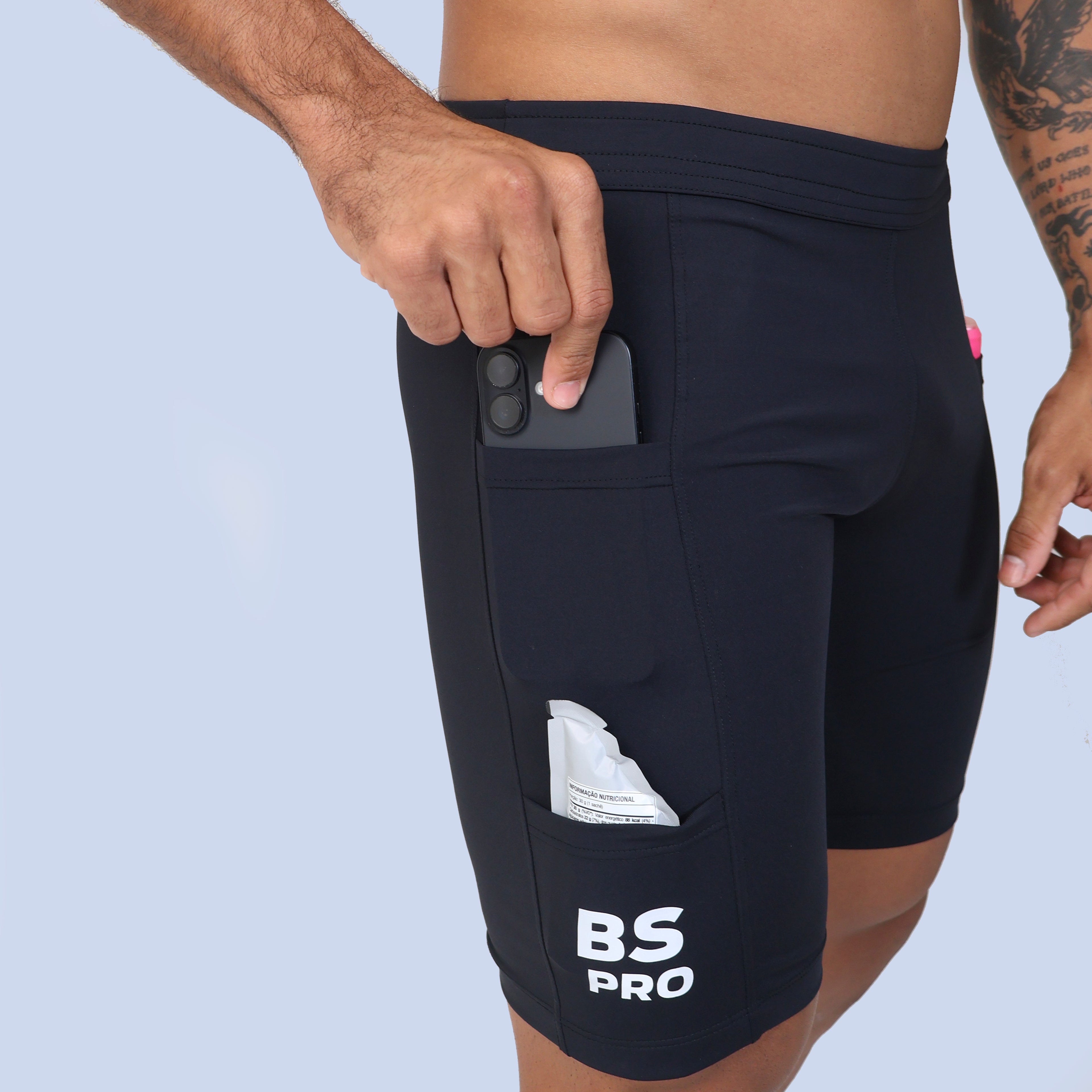 Short Compressão 4 Bolsos BS PRO - Preto