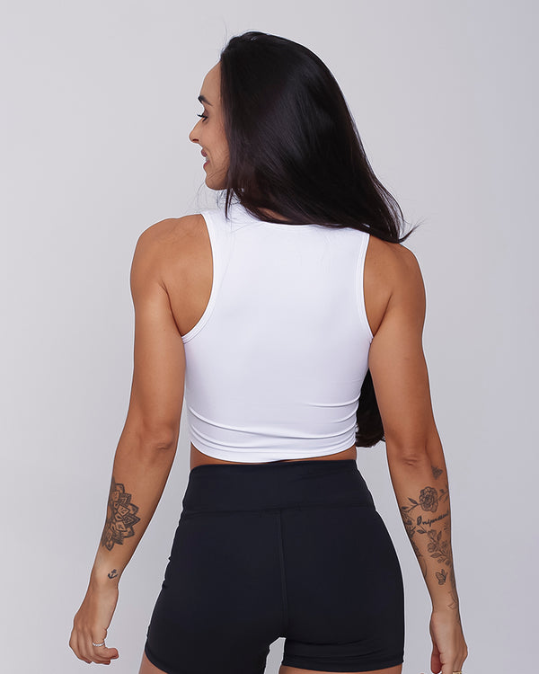 Cropped em Ribana Canelada - Branco