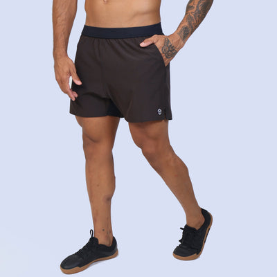 Short Curto c/ Bolso e Zíper - Marrom
