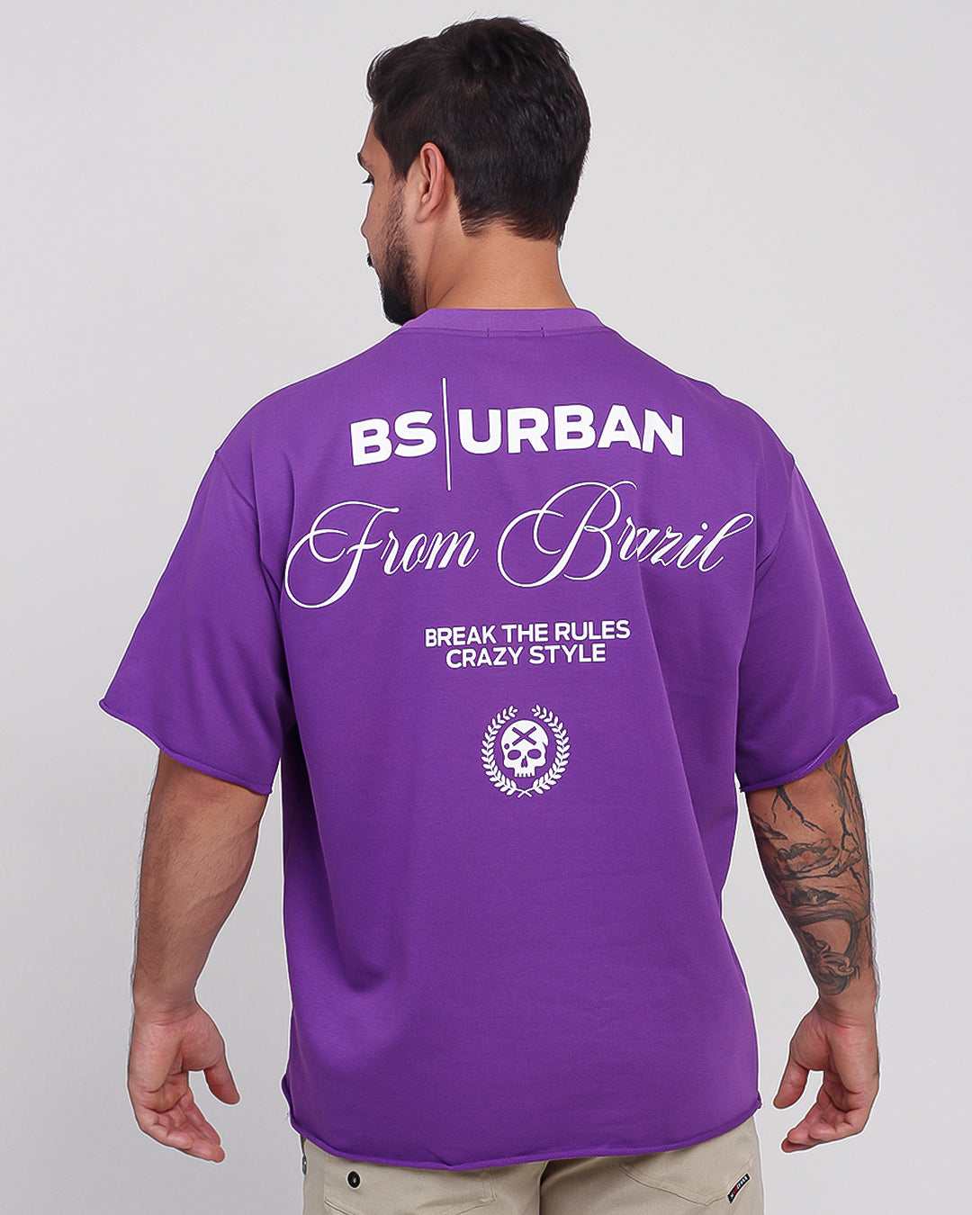 Camisa Big Oversized Skull Love - Roxo Hebe