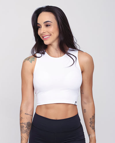 Cropped em Ribana Canelada - Branco