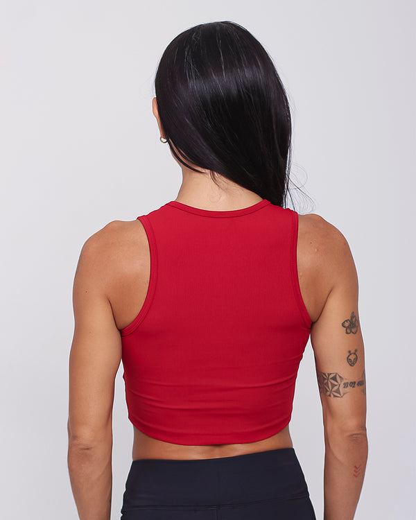 Cropped em Ribana Canelada - Vermelho