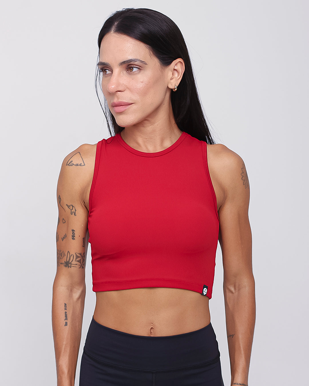 Cropped em Ribana Canelada - Vermelho
