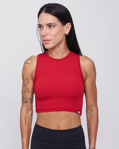 Cropped em Ribana Canelada - Vermelho
