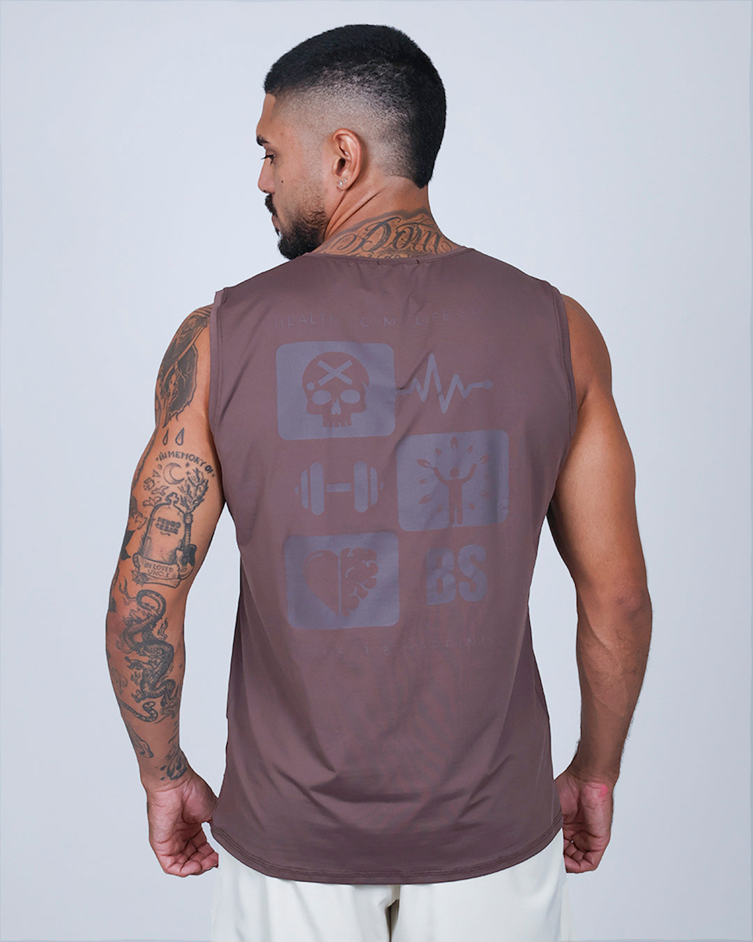 Regata Machão Skull Run - Marron