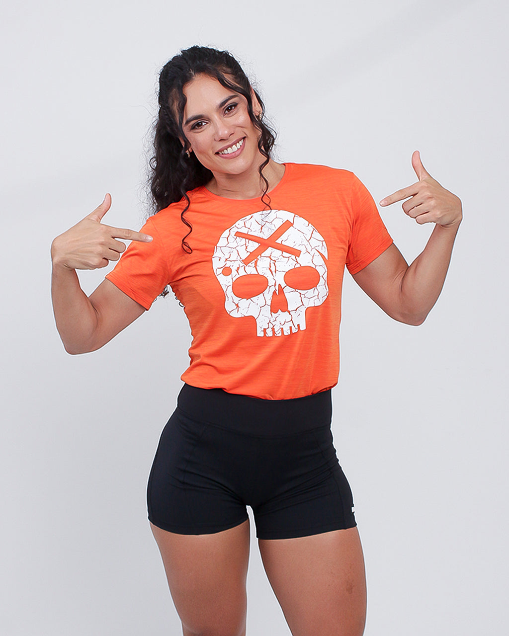 Camiseta Fem Caveira - Laranja