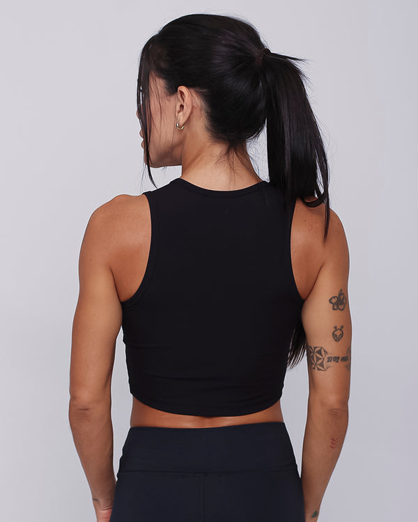 Cropped em Ribana Canelada - Preto