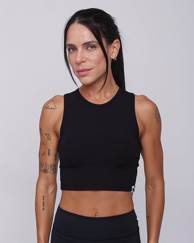 Cropped em Ribana Canelada - Preto