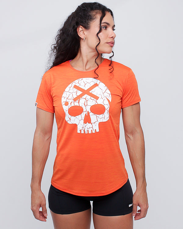 Camiseta Fem Caveira - Laranja