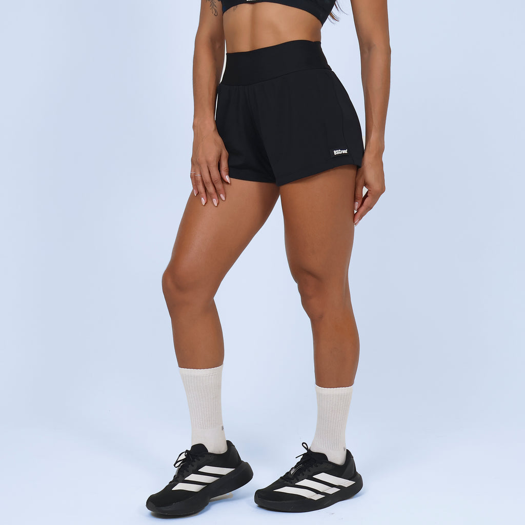 Short Duplo c/ Bolso Interno - Preto