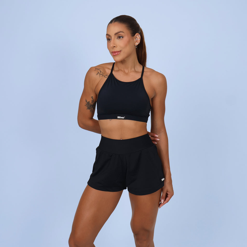 Short Duplo c/ Bolso Interno - Preto
