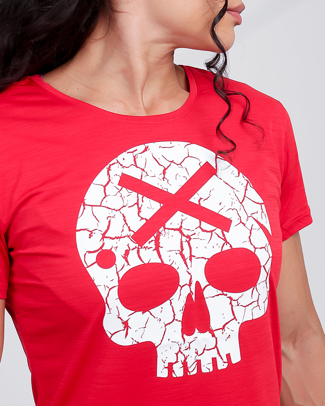 Camiseta Fem Caveira - Vermelho