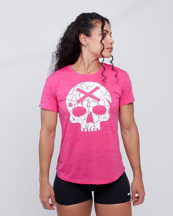 Camiseta Fem Caveira - Rosa