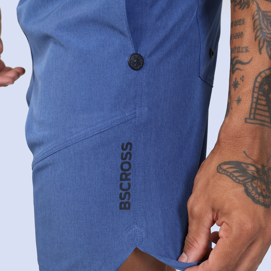 Short c/ Bolso e Zíper - Marinho Mescla