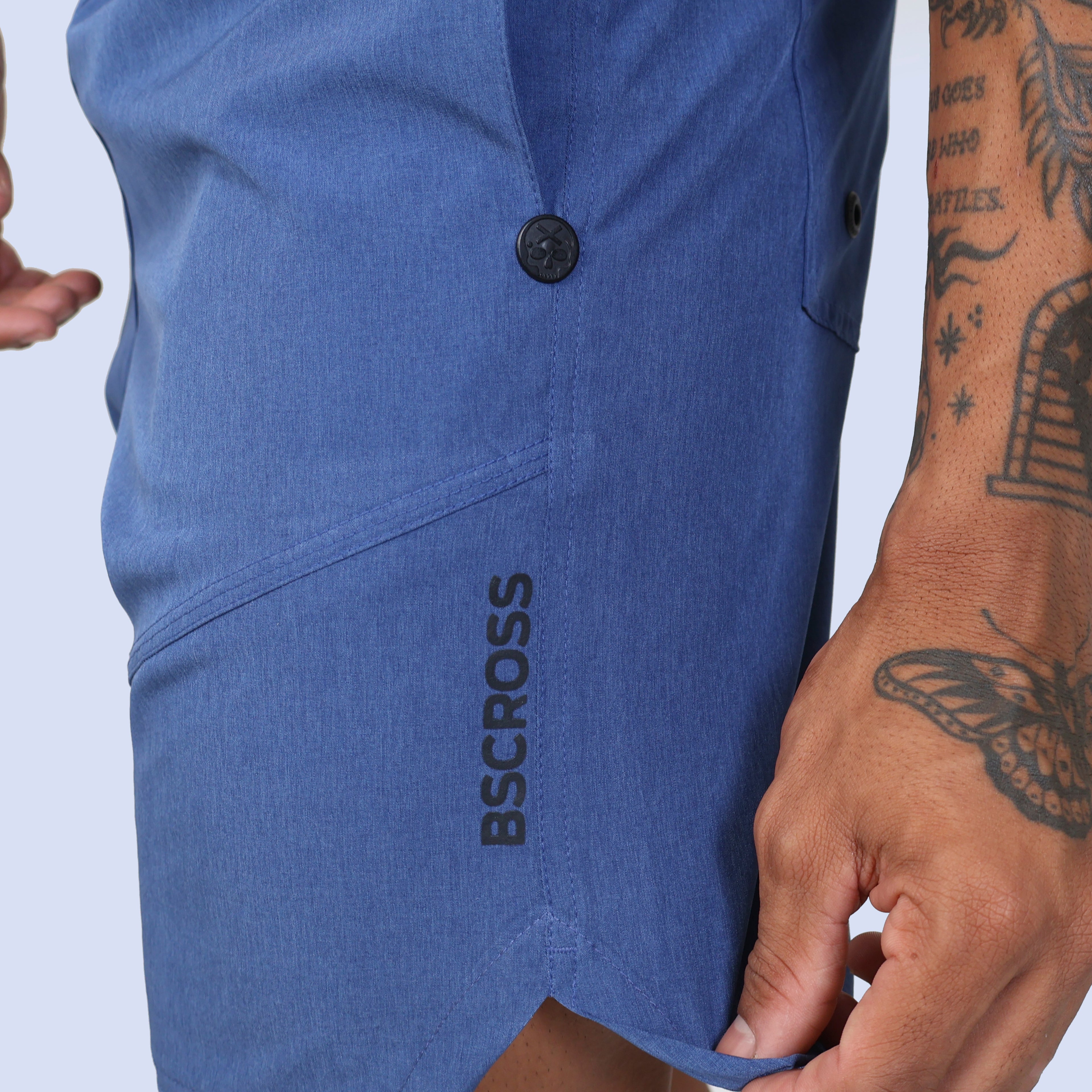 Short c/ Bolso e Zíper - Marinho Mescla
